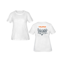 CAM-BLA-28D Playera cuello redondo para mujer, blanca, M, Truper