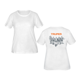 CAM-BLA-30D Playera cuello redondo para mujer, blanca, G, Truper