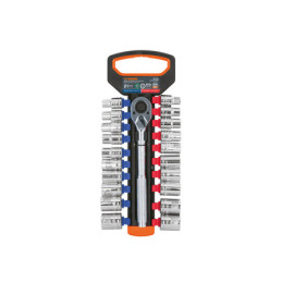 JD-1/2X21MP Juego de dados mm y std con matraca, cuadro 1/2', Truper