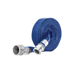 M157DC Rollo de manguera plana 1.5'x7.5m de descarga c/conexiones