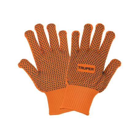 GU-445 Guantes de algodón con puntos de PVC en palma y dorso,TRUPER