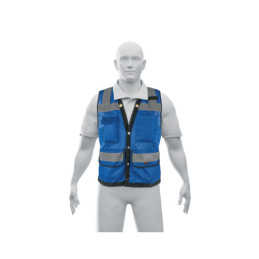 CHS-800A-M Chaleco seguridad reforzado azul con bolsas, M, EXPERT