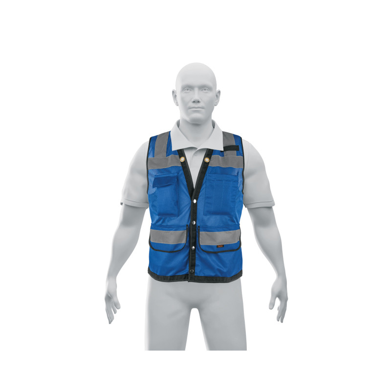 CHS-800A-M Chaleco seguridad reforzado azul con bolsas, M, EXPERT CHS-800A-M Chaleco seguridad reforzado azul con bolsas, M, EXPERT