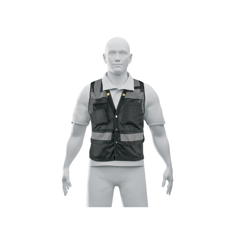 CHS-800NE-M Chaleco seguridad reforzado negro con bolsas, M, EXPERT CHS-800NE-M Chaleco seguridad reforzado negro con bolsas, M, EXPERT