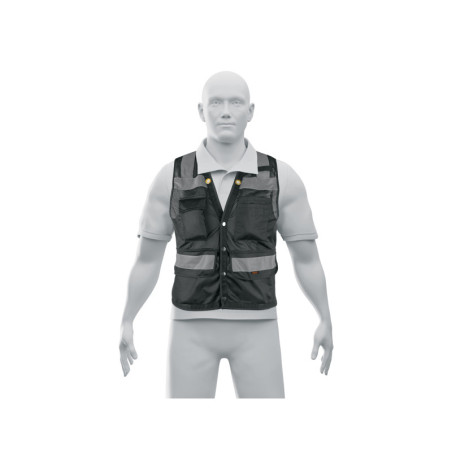 CHS-800NE-M Chaleco seguridad reforzado negro con bolsas, M, EXPERT