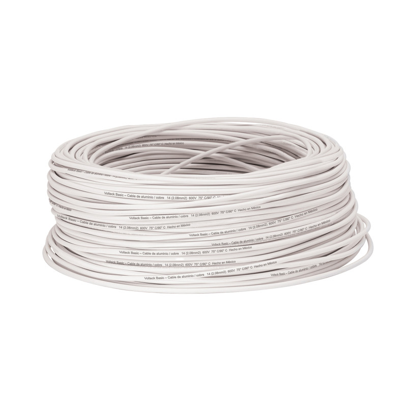 CCA-14B Rollo de 100 metros de cable THW CCA 14 AWG blanco, Basic