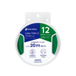 CAB-12V-20 Carrete con 20 m de cable THHW-LS 12 AWG verde, Volteck
