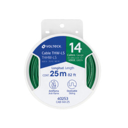 CAB-14V-25 Carrete con 25 m de cable THHW-LS 14 AWG verde, Volteck