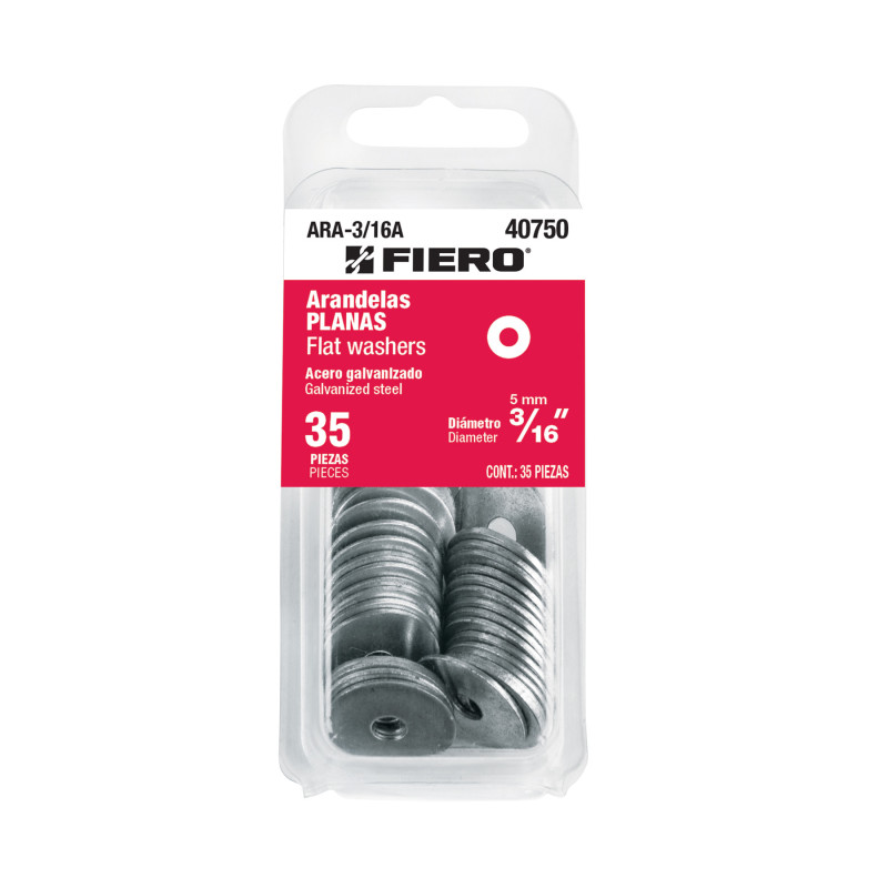 ARA-3/16A Blíster con 35 arandelas planas de 3/16', FIERO ARA-3/16A Blíster con 35 arandelas planas de 3/16', FIERO