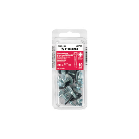 PIBR-1RA Blíster con 10 pijas 1' hexagonal punta broca con rondana