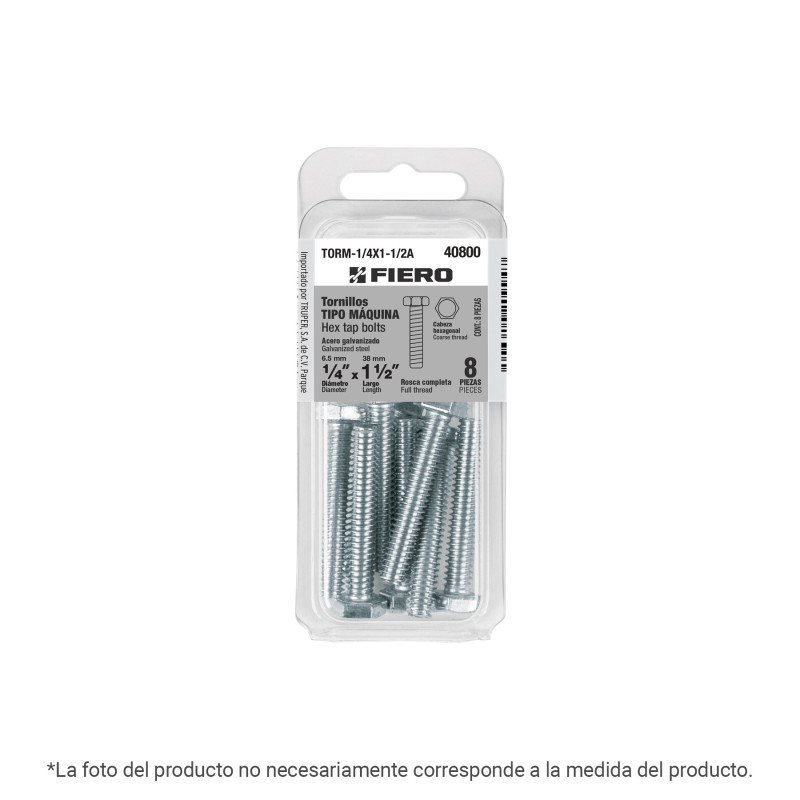 TORM-3/8X2A Blíster con 4 tornillos 3/8' x 2' tipo máquina, FIERO TORM-3/8X2A Blíster con 4 tornillos 3/8' x 2' tipo máquina, FIERO