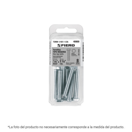 TORM-3/8X2A Blíster con 4 tornillos 3/8' x 2' tipo máquina, FIERO
