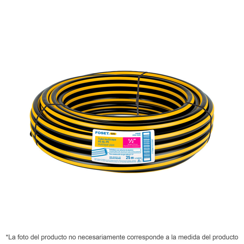 PPG-3825 Metro de manguera para gas, 3/8' PE-AL-PE en rollo de 25m PPG-3825 Metro de manguera para gas, 3/8' PE-AL-PE en rollo de 25m