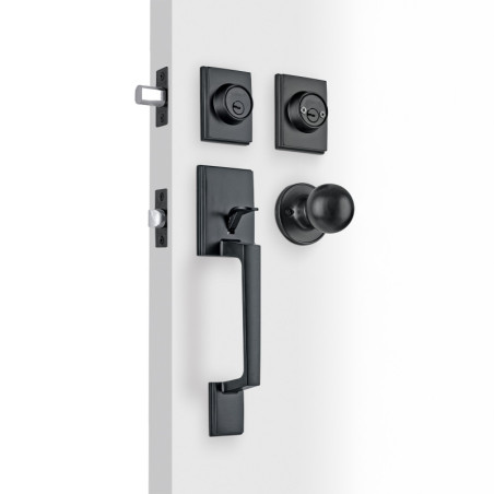 CEP-62PJC Jaladera, perilla y cerrojo llave-llave 'Porto', negro