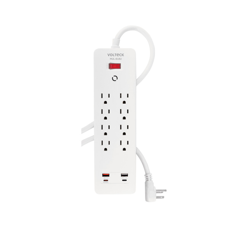 MUL-818U Multicontacto 8 entradas, 2 USB A + 2 USB C, blanco, VOLTECK MUL-818U Multicontacto 8 entradas, 2 USB A + 2 USB C, blanco, VOLTECK