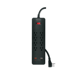 MUL-818UN Multicontacto 8 entradas, 2 USB A + 2 USB C, negro, VOLTECK