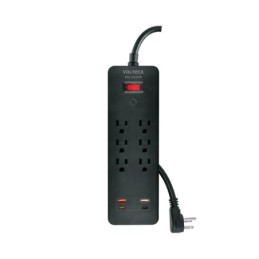 MUL-612UN Multicontacto 6 entradas, 2 USB A + 2 USB C, negro, VOLTECK