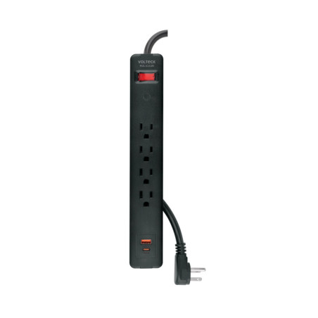 MUL-411UN Multicontacto 4 entradas, 1 USB A + 1 USB C, negro, VOLTECK