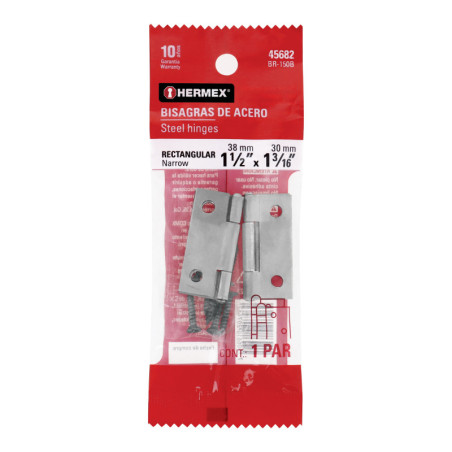 BR-150B Bolsa con 2 bisagras rectangulares 1-1/2', acero pulido