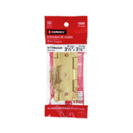 BR-351B Bolsa con 2 bisagras rectangulares 3-1/2', acero latonado