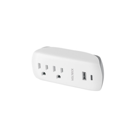MUL-202U Multicontacto de pared, 2 contactos y 2 USB A+C, VOLTECK