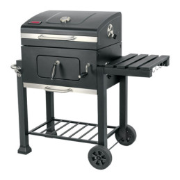 ASCA-24 Asador de carbón de 24' con tapa, negro, FIERO