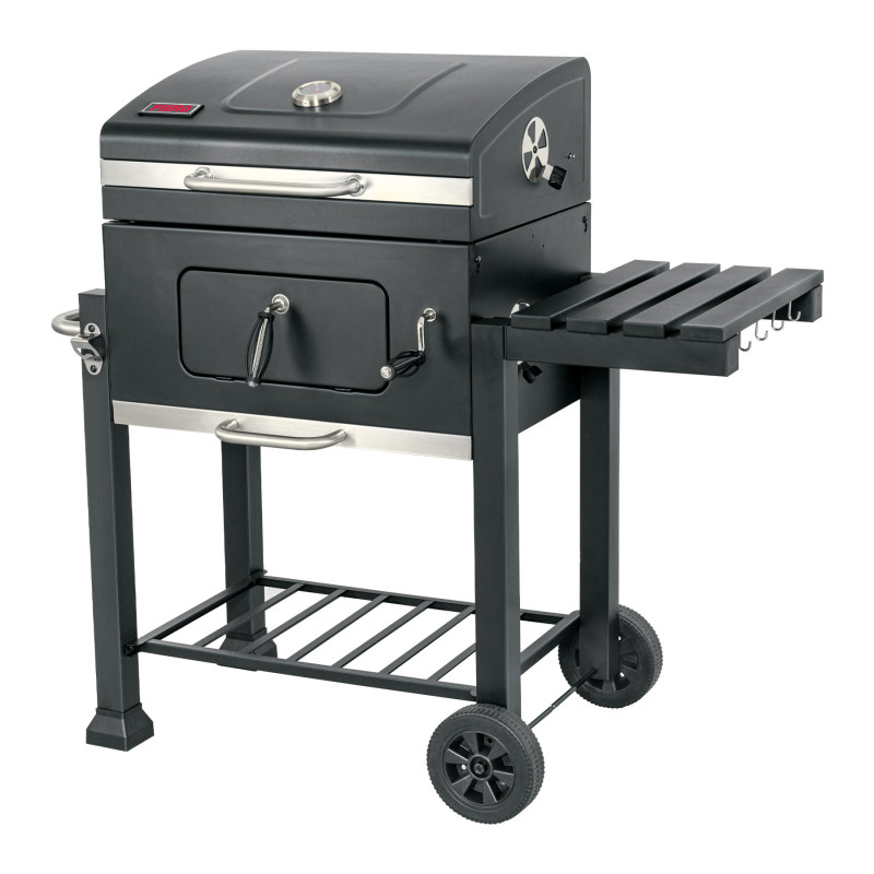 ASCA-24 Asador de carbón de 24' con tapa, negro, FIERO