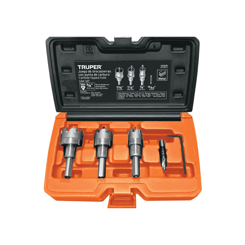 KIT-BSC-3 Juego de 3 brocasierras de carburo de tungsteno, Truper KIT-BSC-3 Juego de 3 brocasierras de carburo de tungsteno, Truper