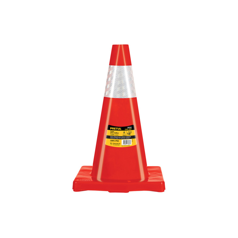 CONO-45RP Cono de precaución de 45 cm de PVC con reflejante, Pretul CONO-45RP Cono de precaución de 45 cm de PVC con reflejante, Pretul