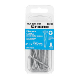PILA-10X1-1/2A Blíster con 8 pijas para lámina, #10 x 1-1/2', FIERO