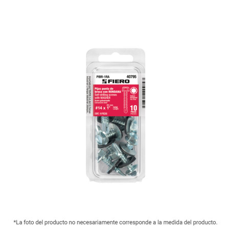 PIBR-1-1/4RA Blíster con 8 pijas 1-1/4' hexagonal punta broca con rondana