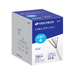 CBR-61B Metro de cable UTP CAT6, Bobina de 100m, blanco, VOLTECK
