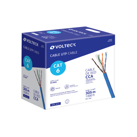 CBR-63A Metro de cable UTP CAT6, Bobina de 305m, azul, VOLTECK