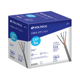 CBR-51G Metro de cable UTP CAT5E, Bobina de 100m, gris, VOLTECK