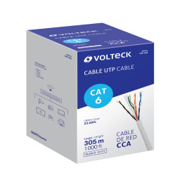 CBR-63B Metro de cable UTP CAT6, Bobina de 305m, blanco, VOLTECK
