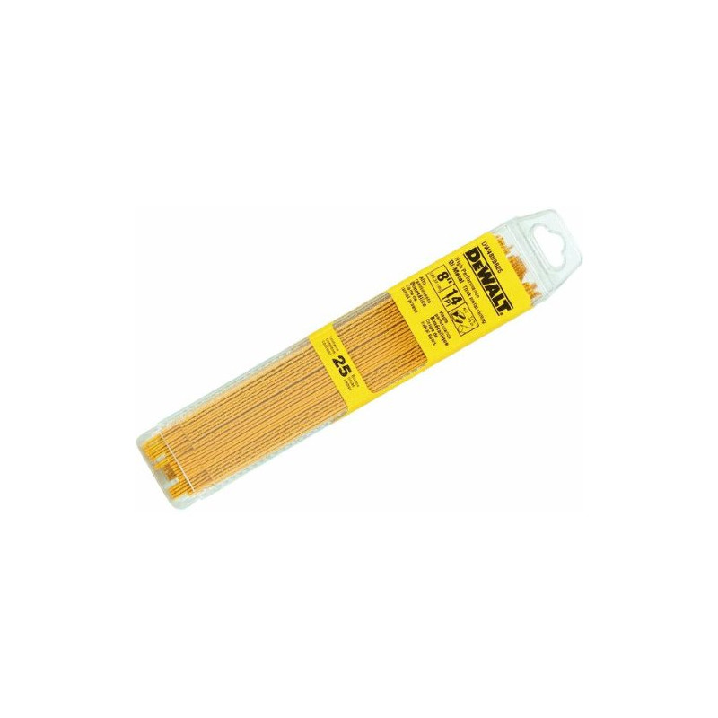 DW4809B25 Hojas para sierra recíproca DEWALT, respaldo recto, 8 pulgadas, 14 dientes por pulgada, paquete de 25 unidades