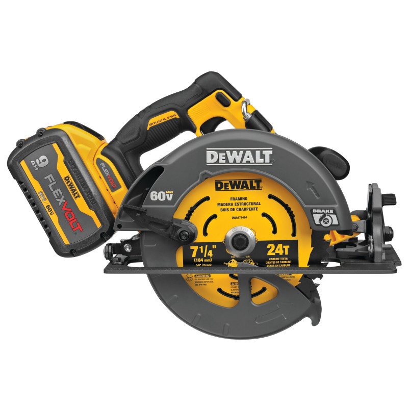 DCS578X1 Sierra circular inalámbrica sin escobillas DEWALT de 60 V MAX* y 7-1/4 pulgadas con kit de freno electrónico