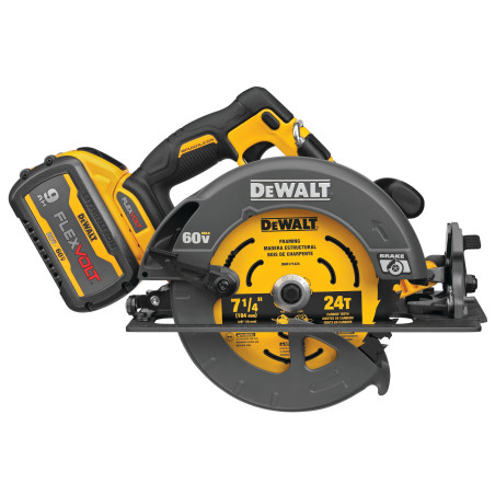 DCS578X1 Sierra circular inalámbrica sin escobillas DEWALT de 60 V MAX* y 7-1/4 pulgadas con kit de freno electrónico