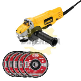 COMBO DWE4120 DEWALT MINIESMERILADORA 900W + 5 DISCOS ABRASIVOS 775