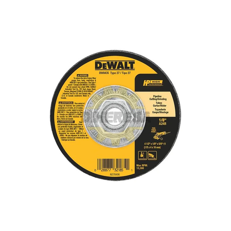 DEWALT DW8435 Z DISCO DE CORTE 4-1/2" X 1/8" X 5/8" - 11