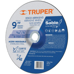 ABT-876 Disco 'Sable' corte extrafino acero inoxidable, tipo 42, 9' TRUPER | DIHERESA