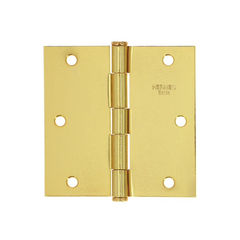 BC-351PP Bisagra cuadrada, latonada, cabeza plana, 3.5', Hermex Basic TRUPER | DIHERESA