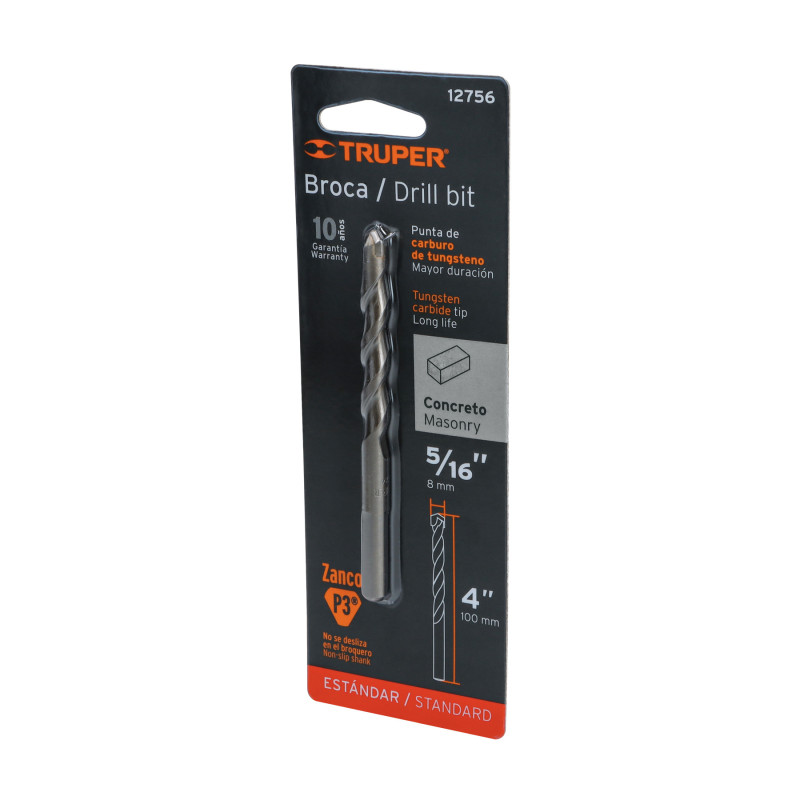 BCT-5-16X4-B Broca para concreto, 5/16 x 4' en blister TRUPER | DIHERESA