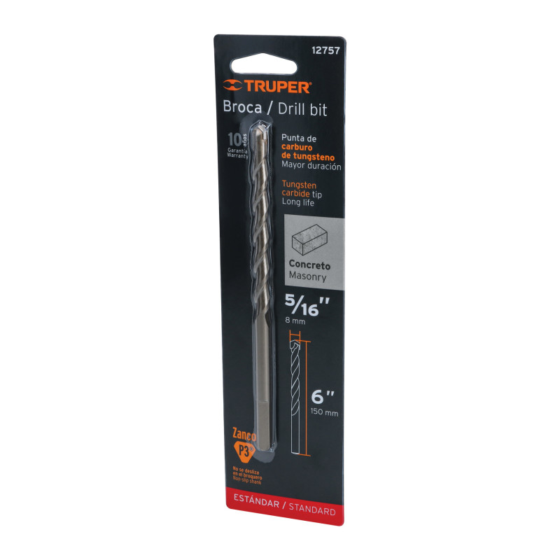 BCT-5-16X6-B Broca para concreto, 5/16 x 6' en blister TRUPER | DIHERESA