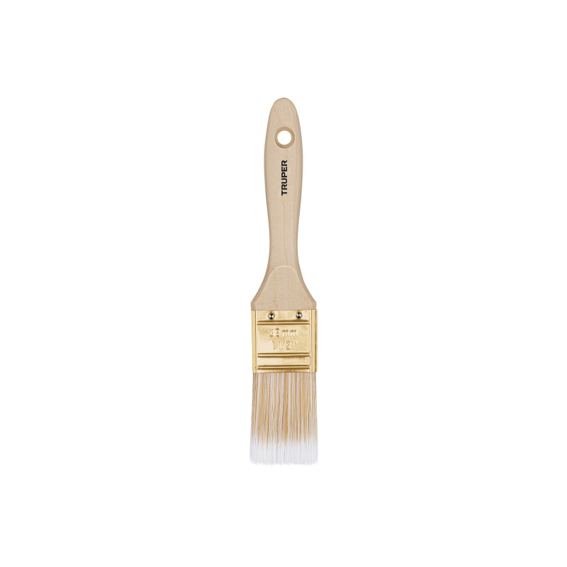 BRT-1-1-2S Brocha cerdas sintéticas,mango de madera, corte recto, 1-1/2 TRUPER | DIHERESA