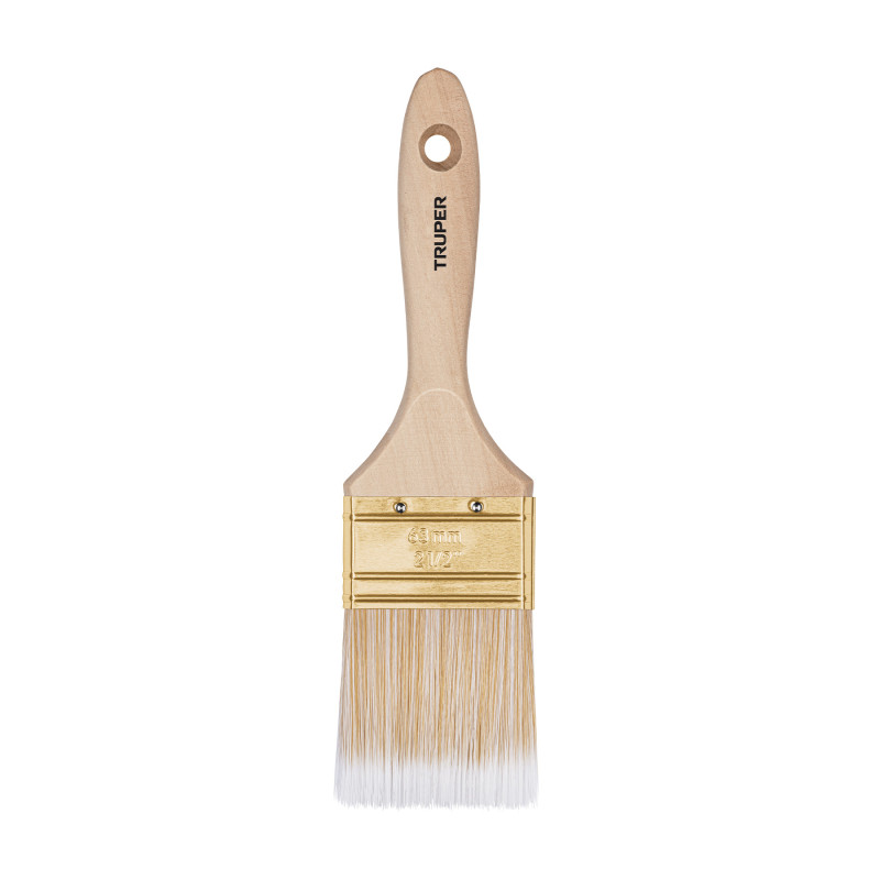 BRT-2-1-2S Brocha cerdas sintéticas,mango de madera, corte recto, 2-1/2 TRUPER | DIHERESA