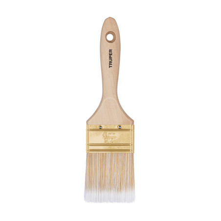 BRT-2-1-2S Brocha cerdas sintéticas,mango de madera, corte recto, 2-1/2 TRUPER | DIHERESA
