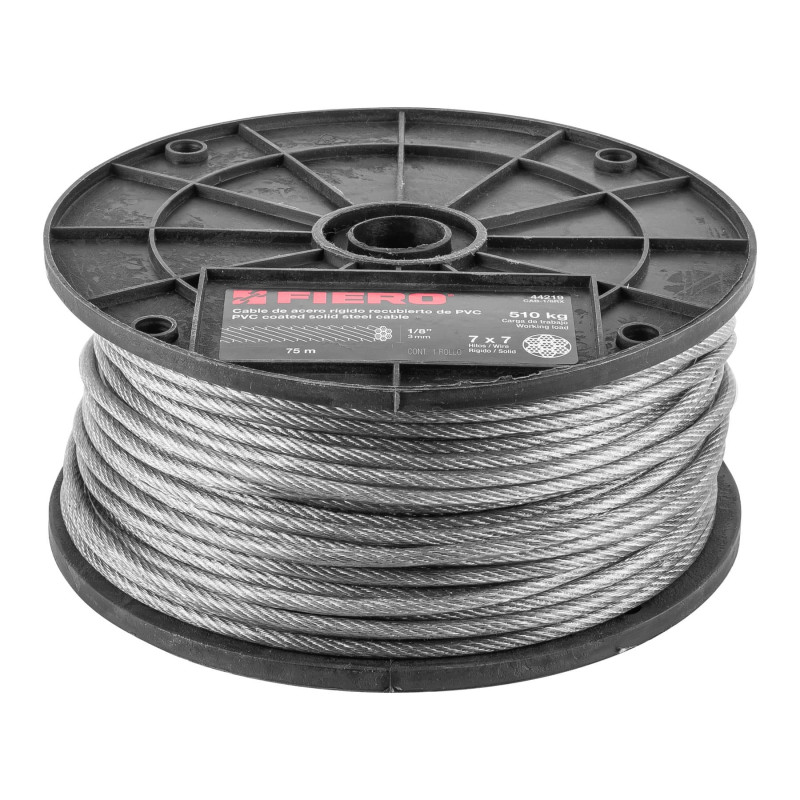 CAB-1-8RX Cable rígido de acero 1/8', recubierto PVC 75 m TRUPER | DIHERESA