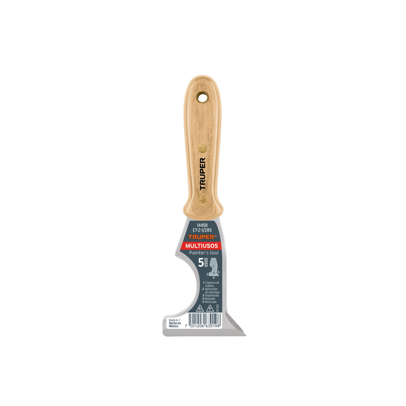 ET-2-1-2R5 Espátula de 5 usos, mango de madera, 2-1/2' TRUPER | DIHERESA