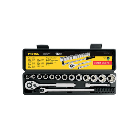 JD-1-2X17SAE-P Juego de dados, cuadro 1/2', 17 pzas, standard, Pretul TRUPER | DIHERESA